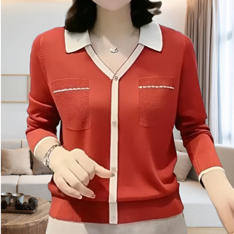 2025秋冬新款针织衫女中年年妈妈装减龄长袖纯色女莱赛尔天丝上衣