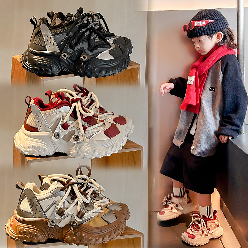 （加绒皮款 ）【乌梅子酱】调皮虫家-秋冬二棉儿童轻便运动鞋-8158