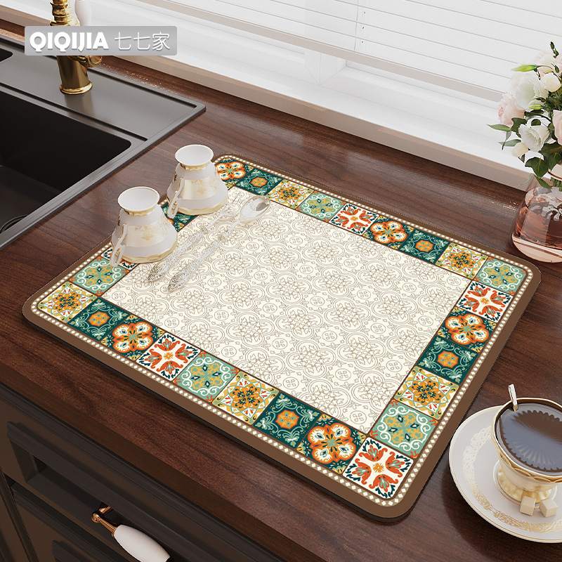 防水厨房沥水垫餐具晚盘餐垫控水垫吧台垫桌面茶杯垫台面吸水垫子