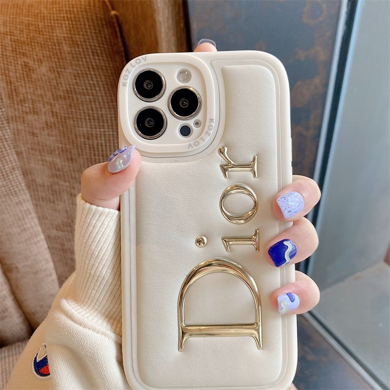 大牌皮质奢华苹果16Pro手机壳烫金适用iPhone15Pro防摔13网红软套