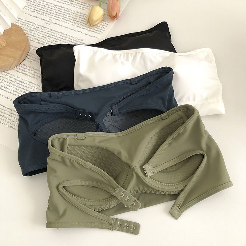 夏季冰丝无钢圈少女内衣无肩带裹胸抹胸一片式无痕薄款美背防下垂