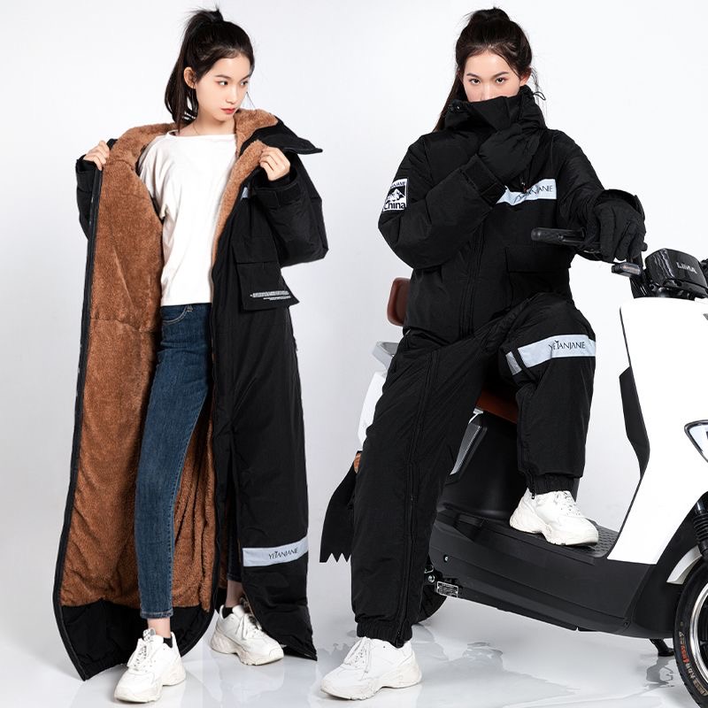 电动车挡风被冬季加绒加厚摩托车保暖防水电瓶车挡风罩挡风衣男女