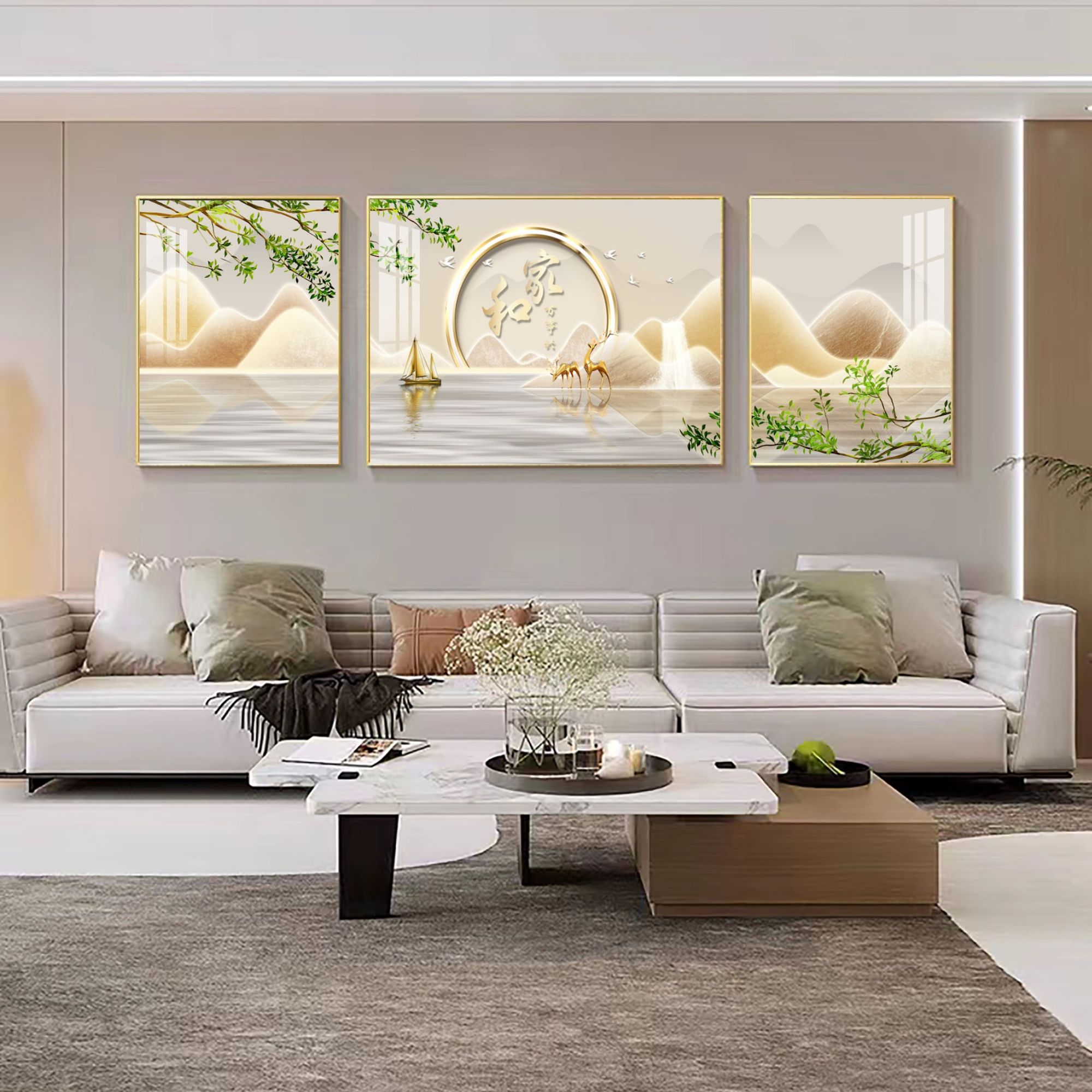 法罗迪【家和万事兴】客厅沙发风水画客厅背景墙挂画高档装饰壁画