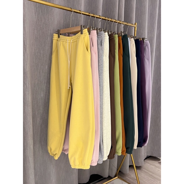 加厚加绒运动休闲裤女松紧腰宽松束脚百搭卫裤直筒裤