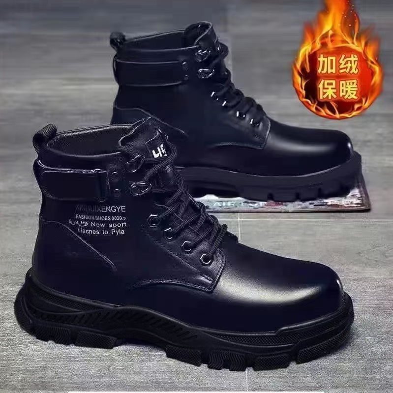加绒加厚男士保暖时尚潮流冬季新款轻便舒适耐磨马丁靴雪地靴防寒