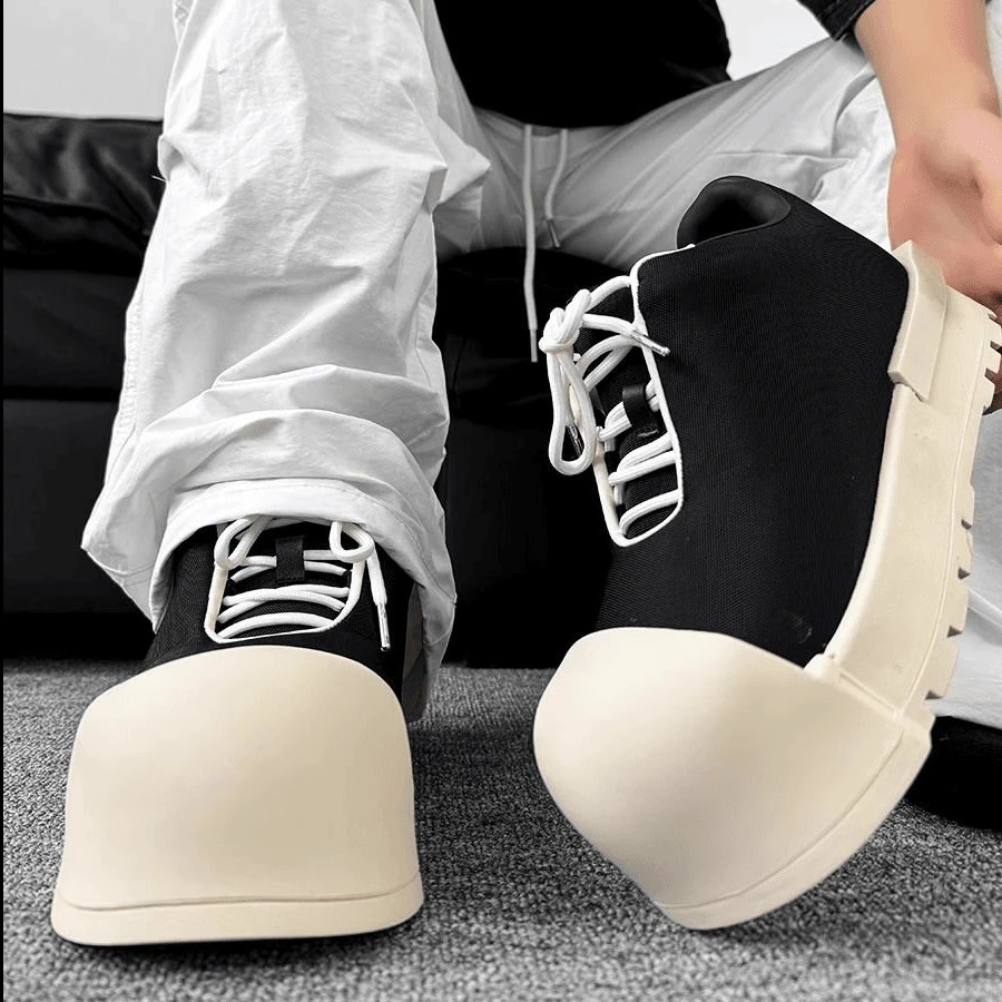 贝壳鞋情侣面包大头鞋潮男女厚底丑萌帆布增高板鞋圆头老爹鞋运