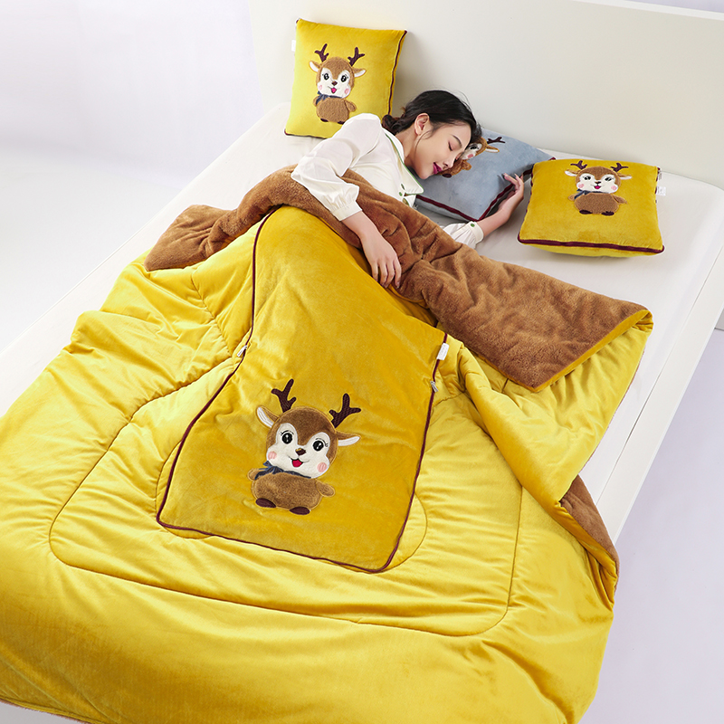 水晶绒绒多功能折叠两用客厅沙发办公室午睡办公室车载靠枕