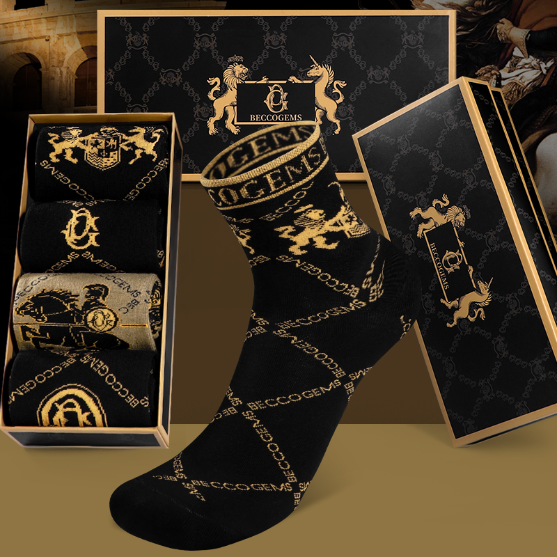 BG旗舰店正品男士袜子商务百搭中筒袜防臭透气袜子吸汗长袜礼盒装