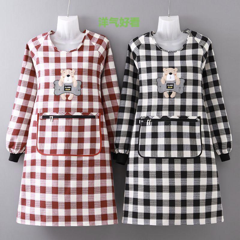 新款四季罩衣可爱洋气家用厨房做饭围裙防尘污透气上班工作反穿衣