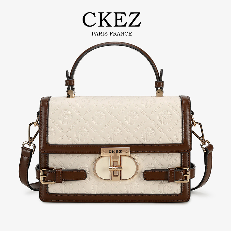 CKEZ/2025上新春夏 小众撞色百搭时尚压花盒子女士单肩斜挎小方包