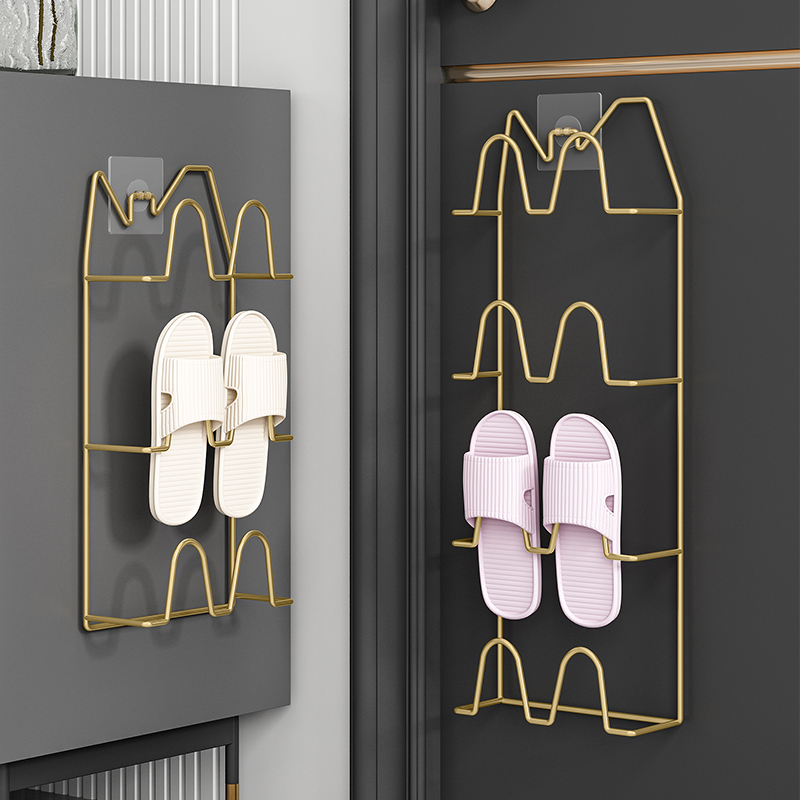 铁博士浴室拖鞋架墙壁挂式免打孔室内鞋架子收纳神器卫生间沥挂架