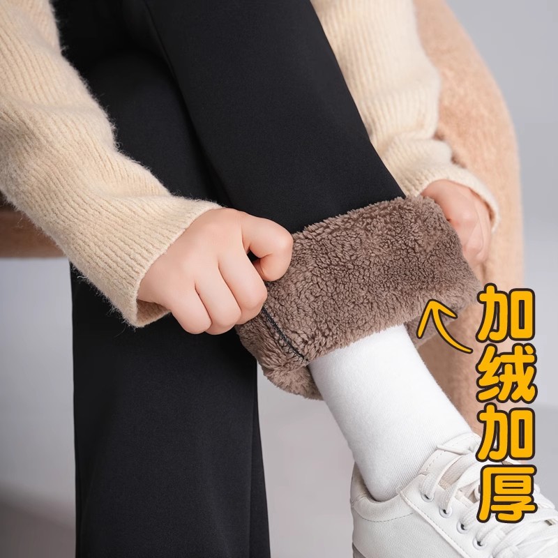 加绒微喇裤女秋冬季小个子2025新款东北特厚羊羔绒外穿保暖棉裤子