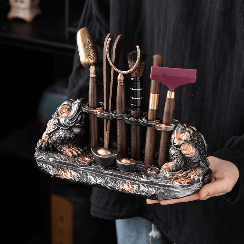 双进宝茶则高档六君子套装茶具用品茶夹茶刀茶托养壶笔等泡茶配件