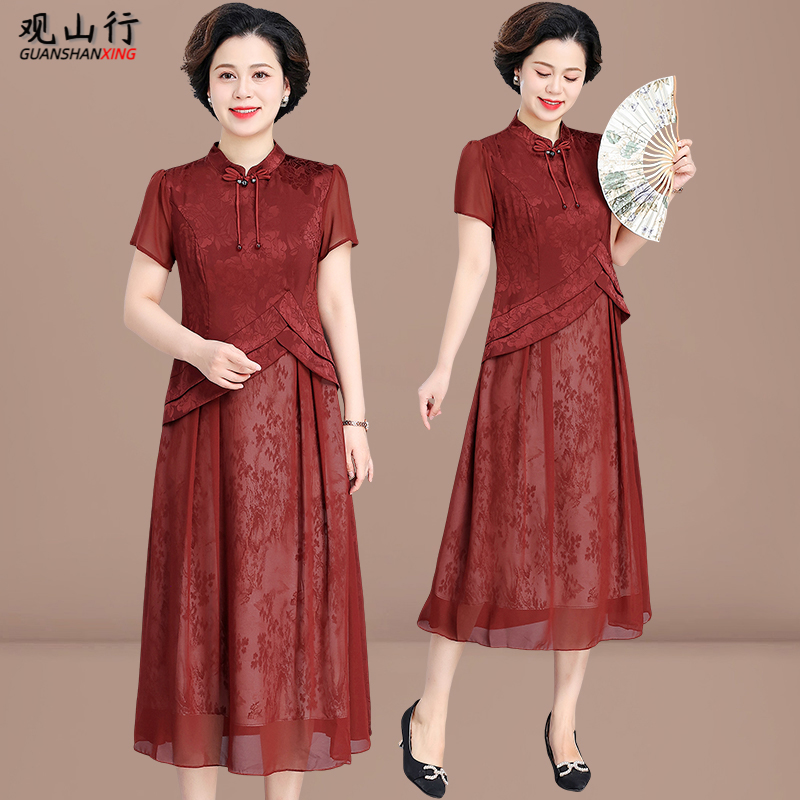 母亲节妈妈夏装连衣裙喜婆婆婚宴装2025新款中老年女夏季洋气裙子