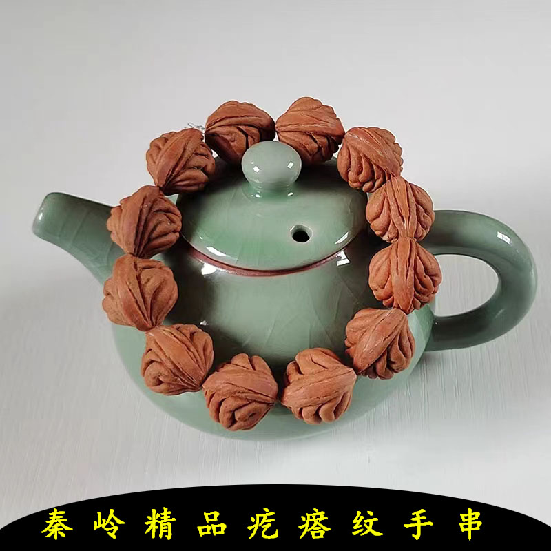 野生龙纹桃核精品疙瘩纹手串秦岭山正圆霸王龙天然山桃胡文玩手持