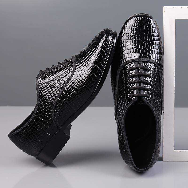 MEIDANNU/媚丹奴新款男士真皮摩登舞英伦石头纹交谊舞广场舞蹈鞋