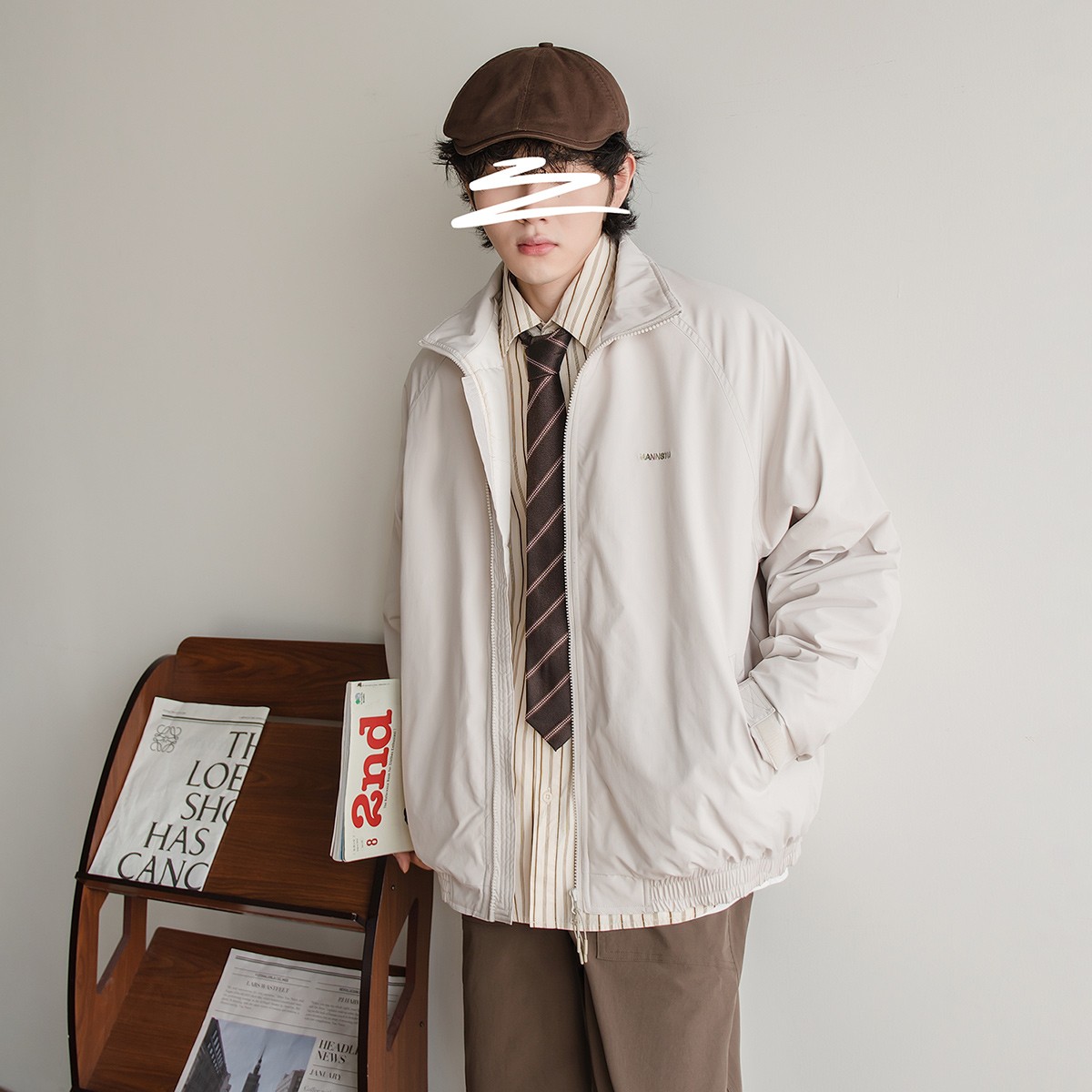 苏打汽水工作室秋冬加厚保暖立领棉服日系男女款时尚刺绣夹棉外套