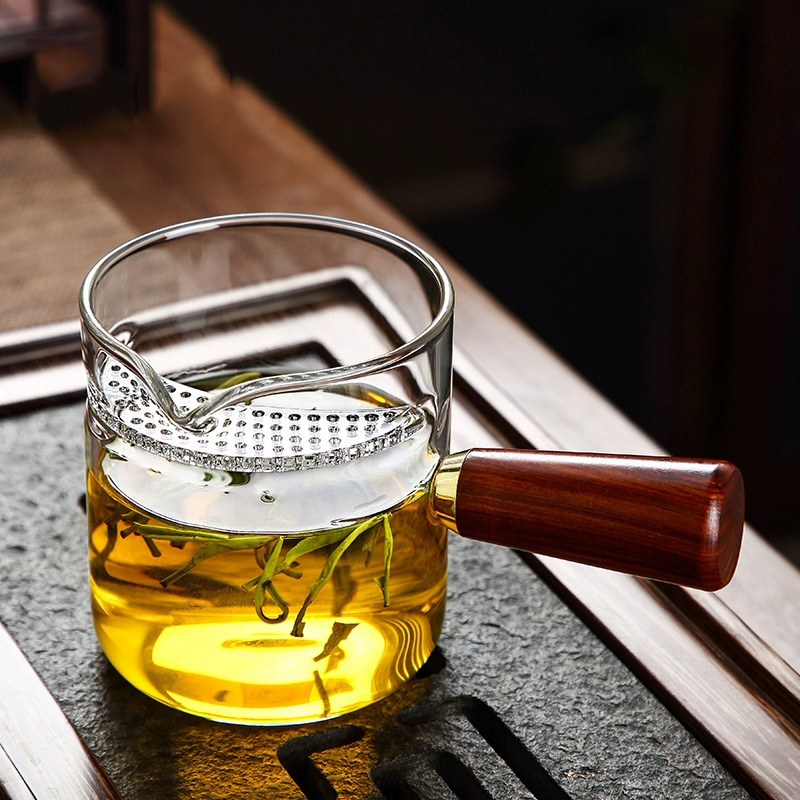 玻璃公道杯耐热加厚高档带茶漏一体公杯木把茶海茶杯过滤网分茶器