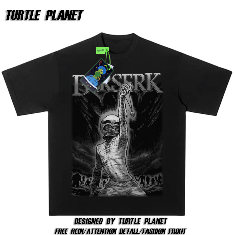 龟星球剑风传奇印花格斯格里弗斯街头百搭短袖vintage风男女潮流