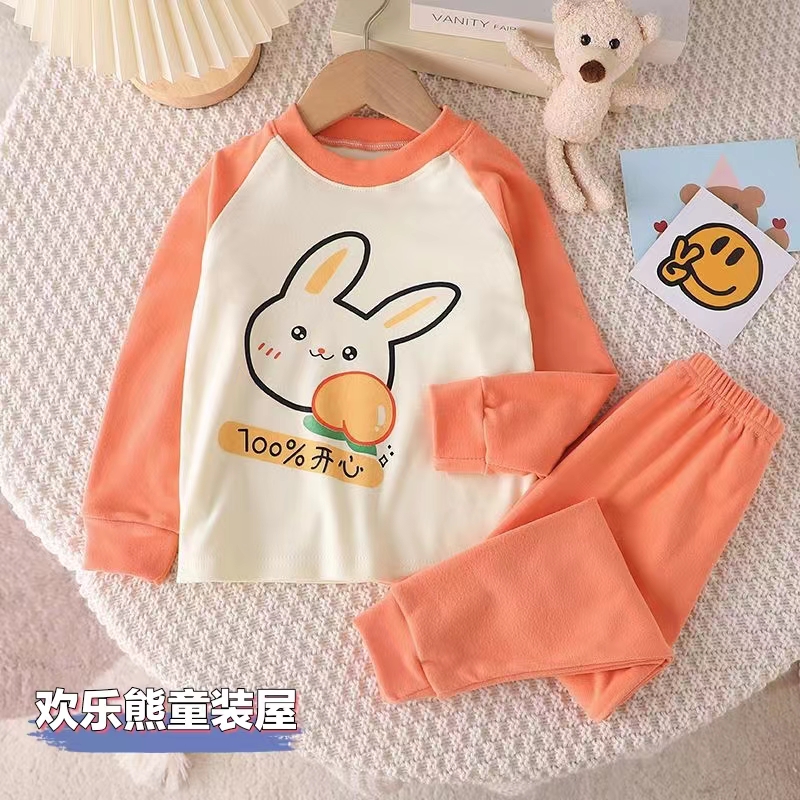新款儿童德绒秋衣裤内衣套装男女童内穿洋气休闲打底卡通保暖睡衣