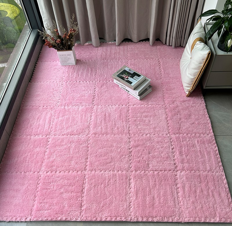 床边毯冬天加厚网红少女公主房间毛绒卧室满铺泡沫拼接方块地垫子