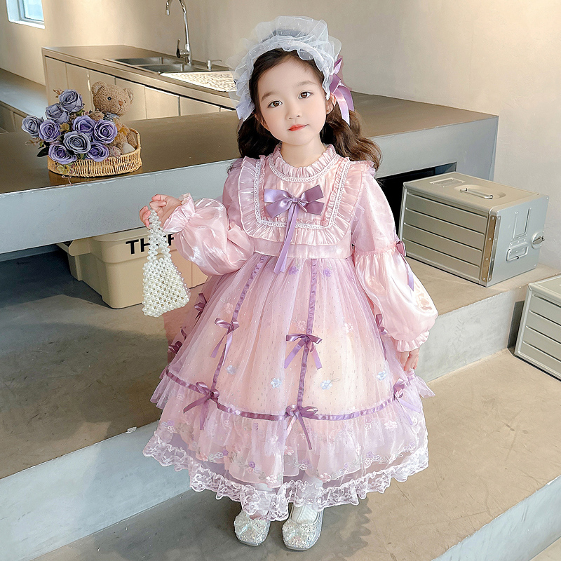 女童洛丽塔公主裙秋装2024新款洋气儿童蓬蓬网纱连衣裙女孩生日裙