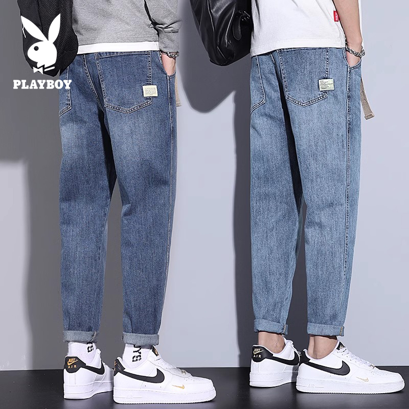 花花公子2025新款牛仔裤男士宽松直筒春秋款时尚潮牌休闲百搭长裤
