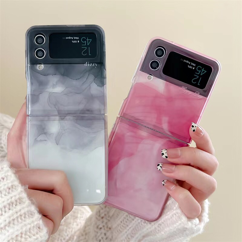 透明晕染适用三星zflip4手机壳情侣ZFlip3折叠防摔W23Flip5保护套
