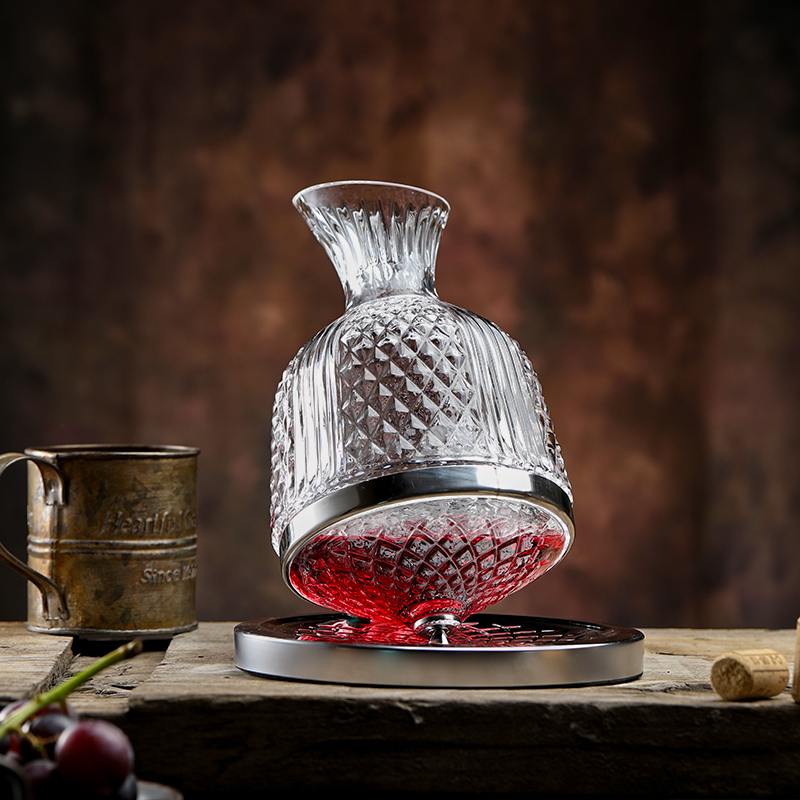 欧式旋转不倒翁红酒醒酒器水晶红酒杯套装旋转醒酒器高档轻奢创意