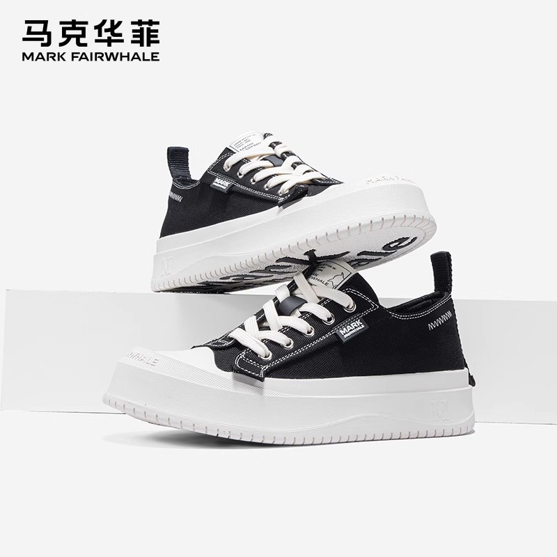 马克华菲男鞋帆布鞋男款鞋子秋季透气板鞋夏天布鞋厚底增高休闲鞋