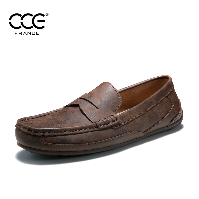 CCE男女鞋疯马牛皮复古情侣款豆豆鞋英伦懒人一脚蹬开车鞋男1032