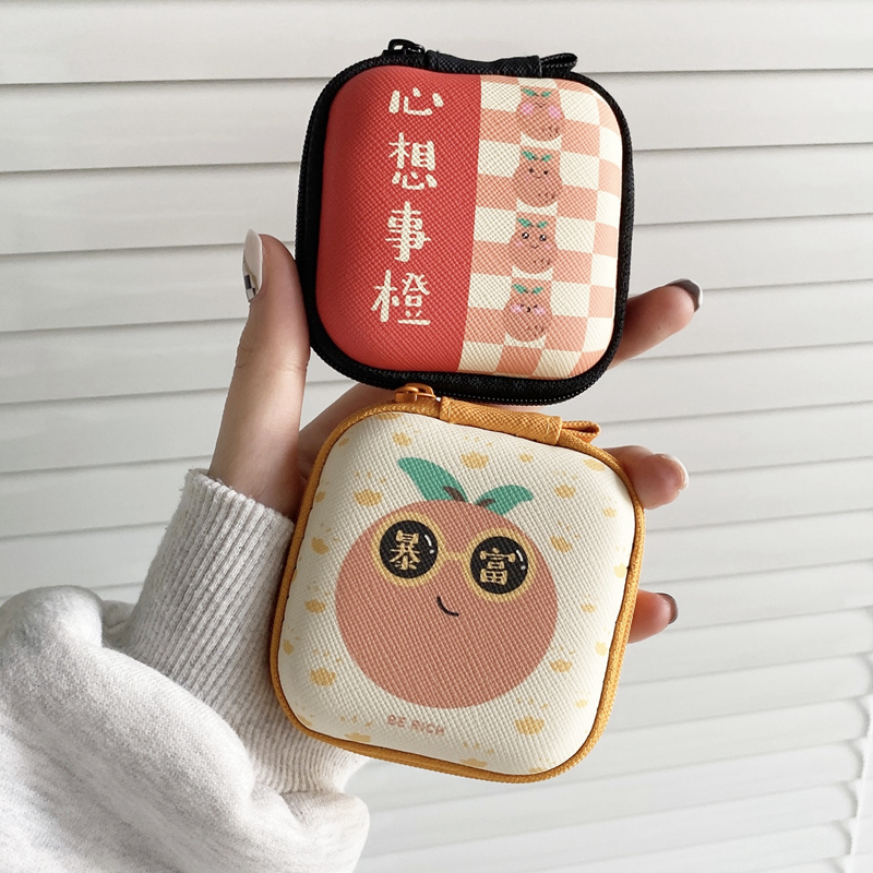 迷你耳机包可爱卡通数据线充电器U盘防震收纳包零钱钥匙便携盒子