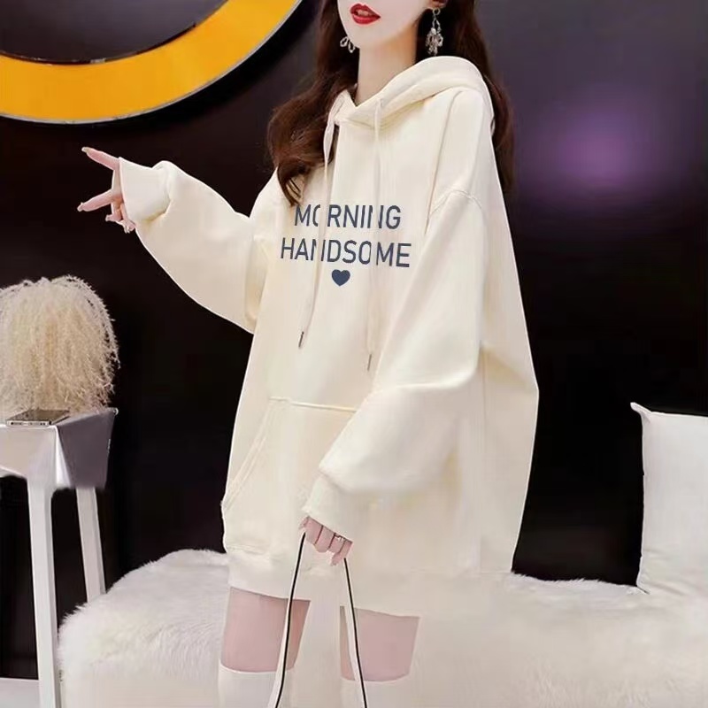 秋冬季加绒加厚连帽卫衣女2024爆款韩版胖mm宽松遮臀大码外套上衣