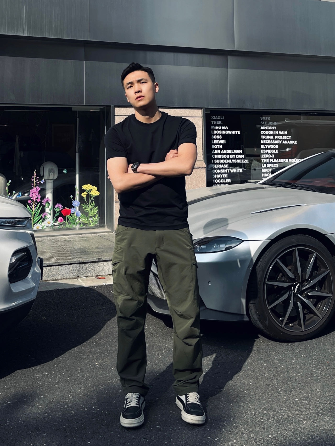 SOS美式休闲纯色液氨棉T恤小领口运动健身高弹显壮压胶短袖百搭男