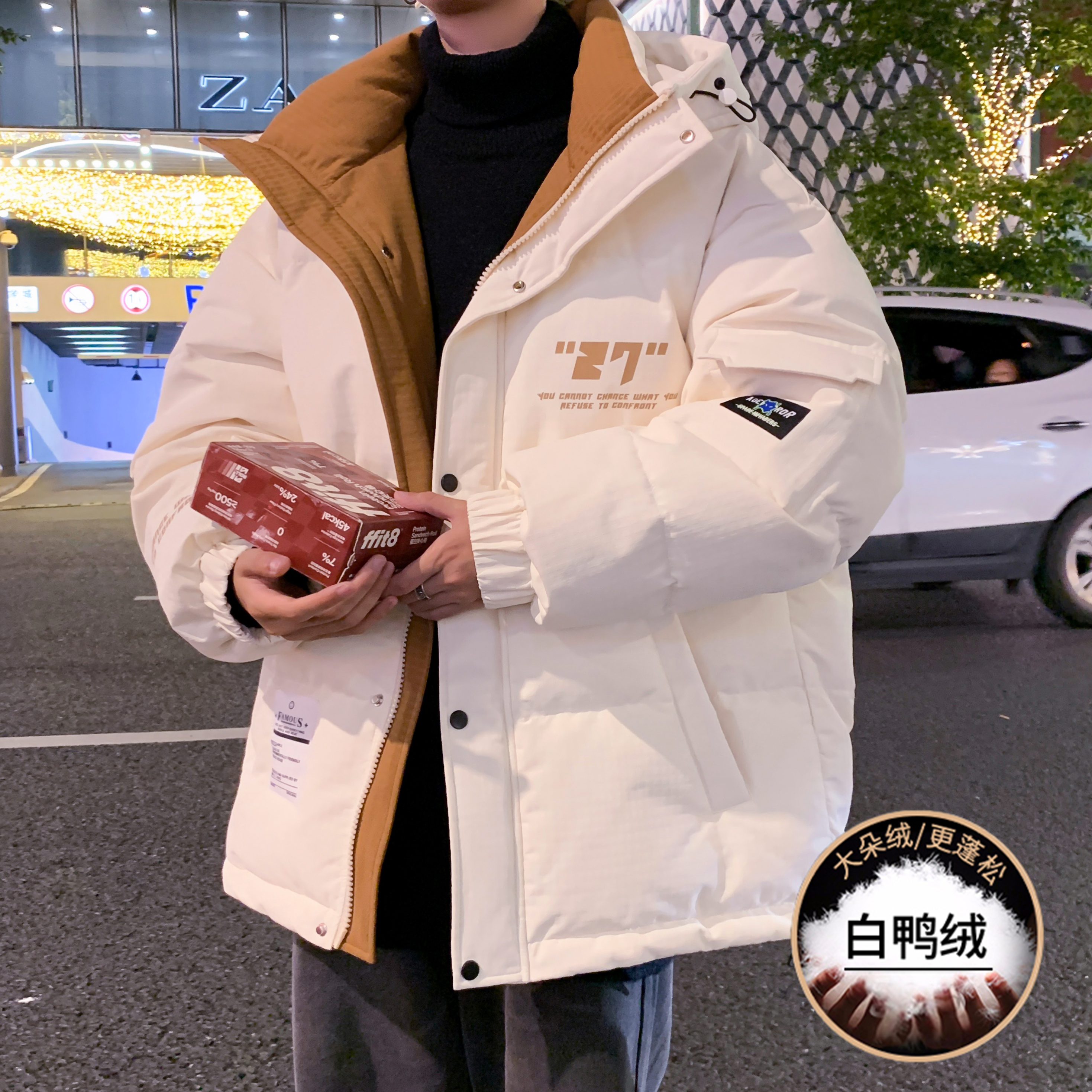 青少年冬季羽绒服短款男孩初高中学生加厚保暖外套潮流百搭男宽松