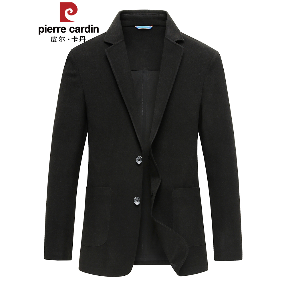 皮尔卡丹春秋高端西服男士2025新款针织休闲西装修身商务单西外套