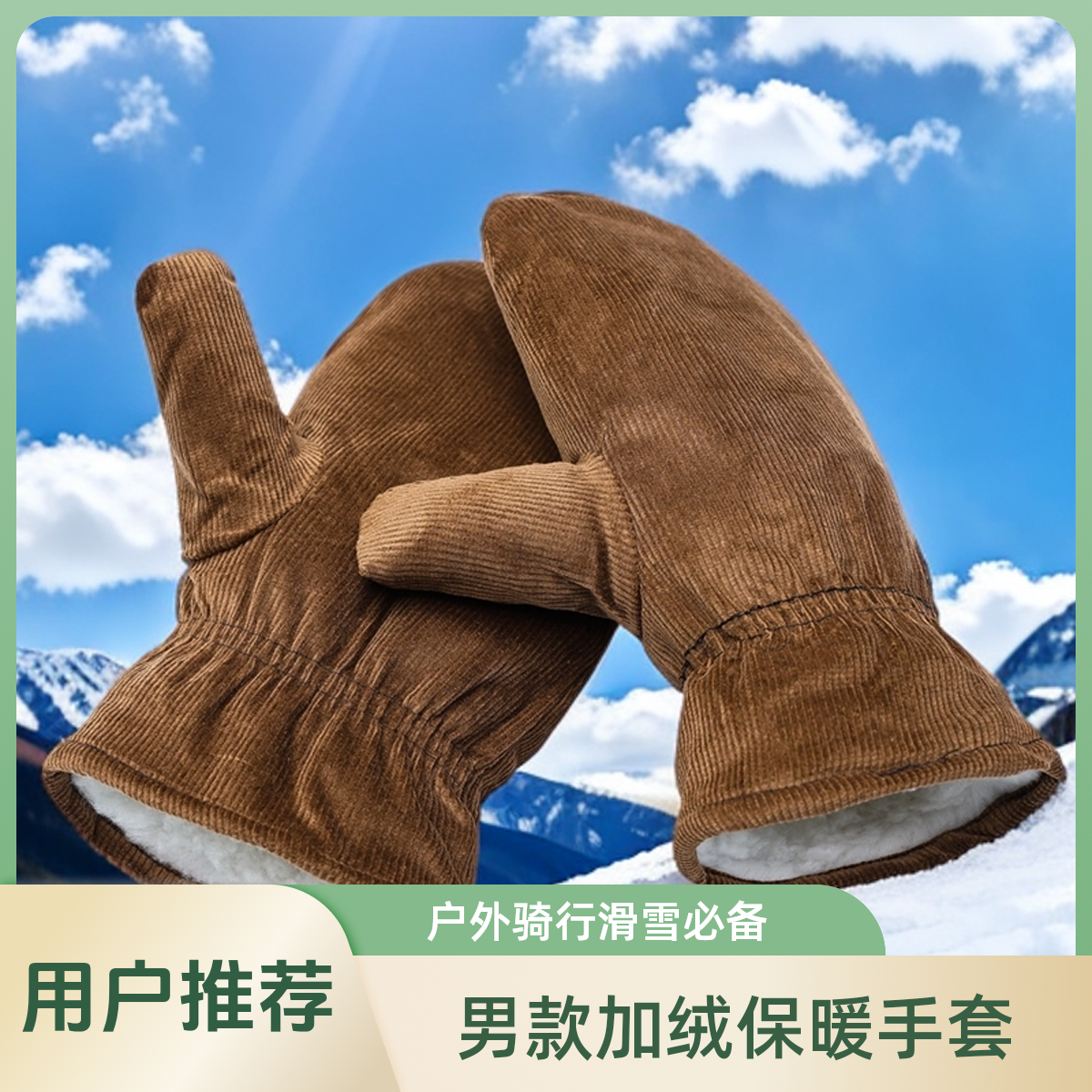 加绒手套男冬季保暖摩托车骑行防水防寒加绒加厚户外滑雪手套男