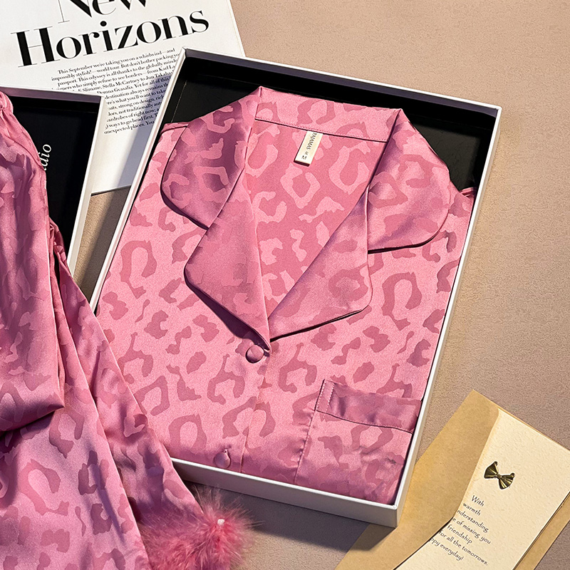 Sifuma/斯服玛《粉红豹纹》夏季睡衣女款爆款2025新款长袖冰丝薄款