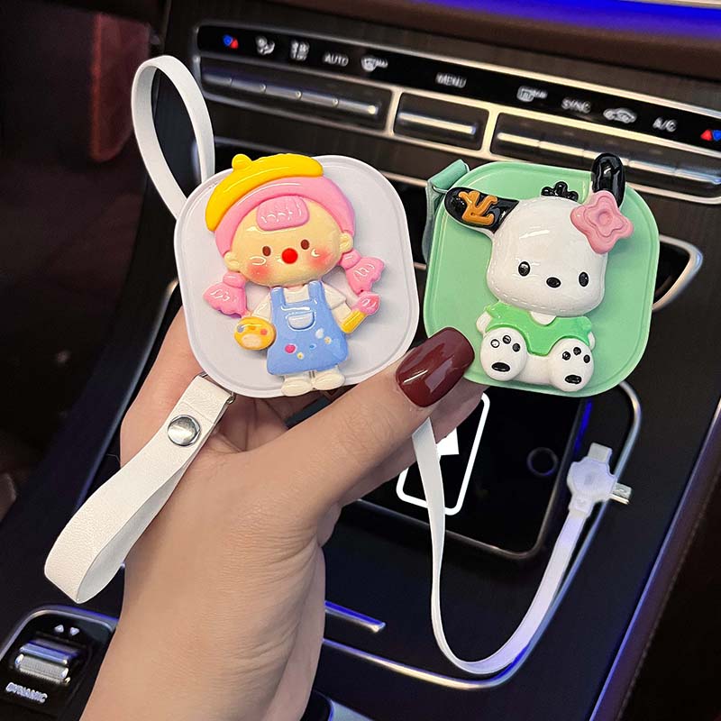 车载充电器伸缩线一拖三超级快充可爱卡通汽车手机三合一充电器线