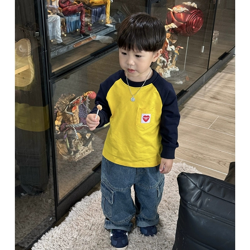 诗诗熊  童装男童T恤2025新款潮男宝宝时髦洋气撞色长袖T恤秋款