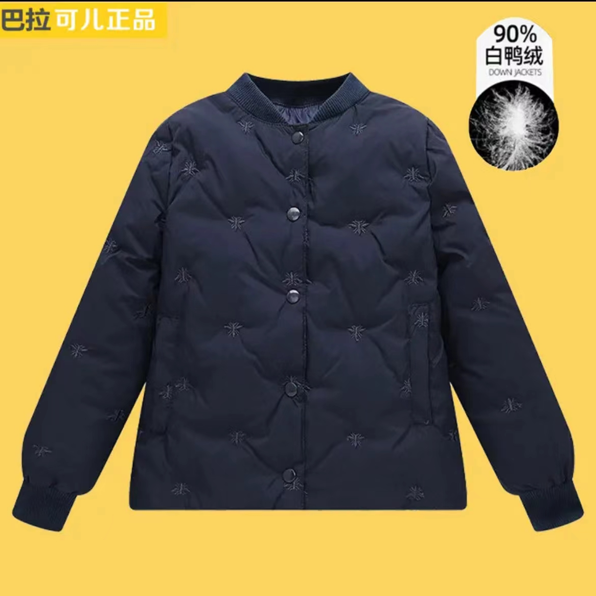 巴拉可儿童装羽绒服男女童羽绒内胆外套女童白鸭绒外套冬季加厚潮