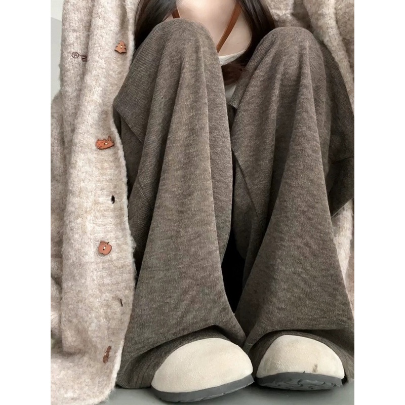 松弛感慵懒新款高腰糯米裤咖色女秋冬2025百搭软糯垂顺直筒裤显瘦