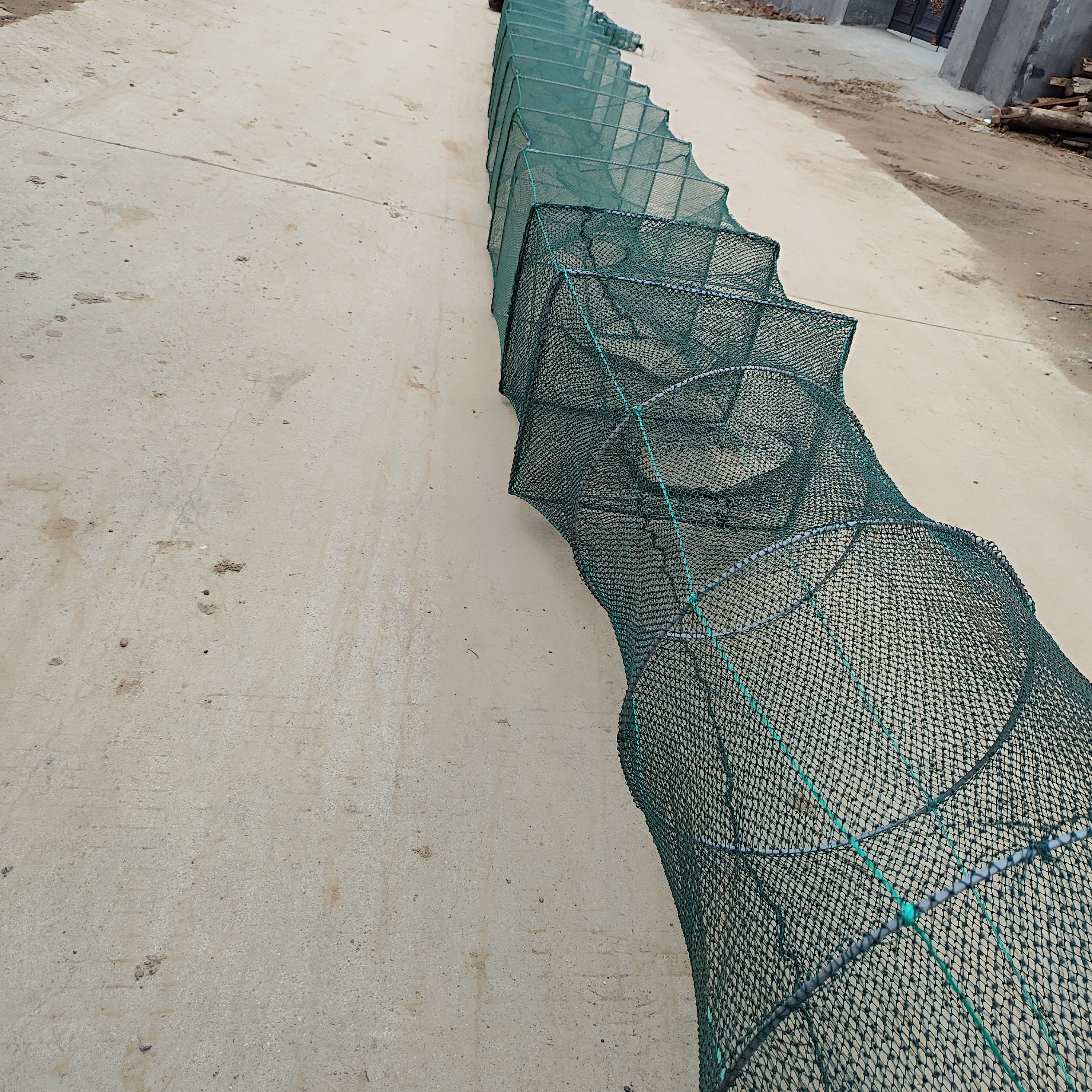 33高43宽有结户外捕鱼网尾无结网身6股线抓鱼地笼6米12米长稻田