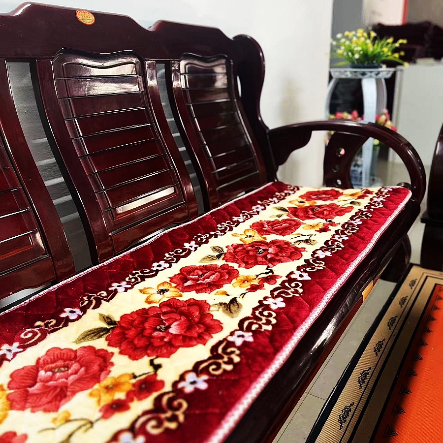 实木沙发垫加厚防滑红木春秋椅老式办公皮三人长条型沙发毛绒坐垫