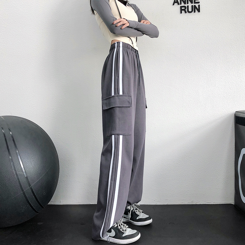 annerun宽松直筒运动裤跑步裤学生晨跑跑步裤子跑步运动裤女士