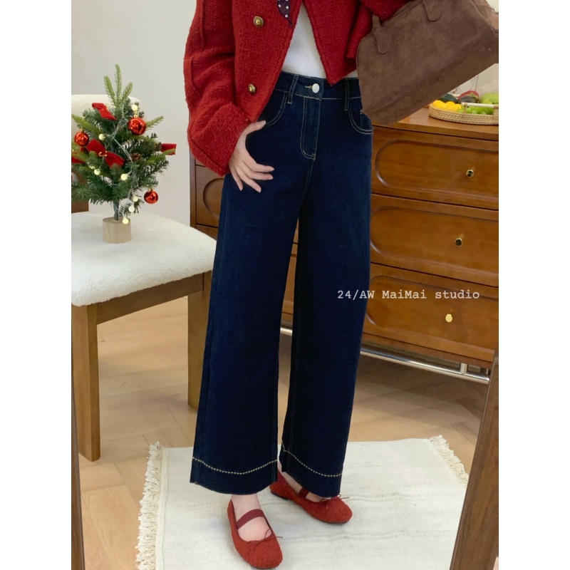 小个子保暖藏肉弹力神裤~加绒加厚直筒遮胯显瘦梨型身材九分裤