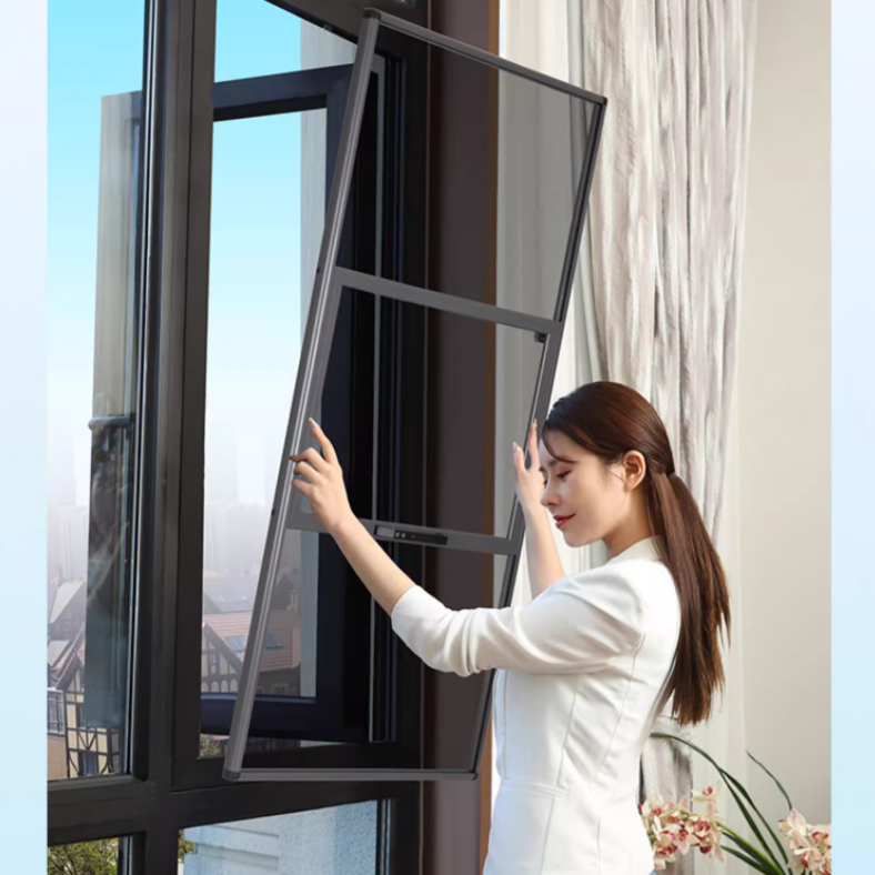 金刚网纱窗免打孔钉防蚊鼠可拆洗防护一体外开铝合金防盗自装沙窗