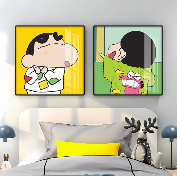 卡通3D动漫蜡笔小新儿童房装饰画卧室床头餐厅挂画卫生间浴室壁画