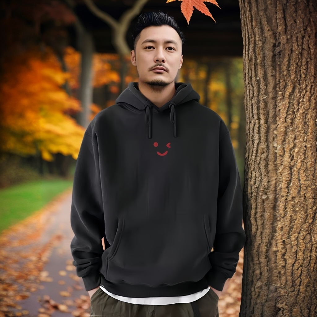 潮牌长袖卫衣男卫衣连帽卫衣男士加绒2025秋冬新款修身黑色带帽衫