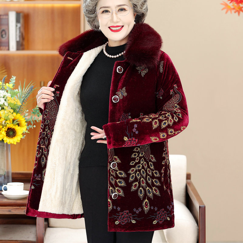 奶奶装冬季棉服老年妈妈冬装加绒加厚老年人冬装女棉衣老太太棉袄